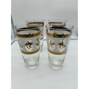 Vintage Brockway Gold Wheat Frosted 12oz. Glass Highball Tumbler Barware Lot 4
